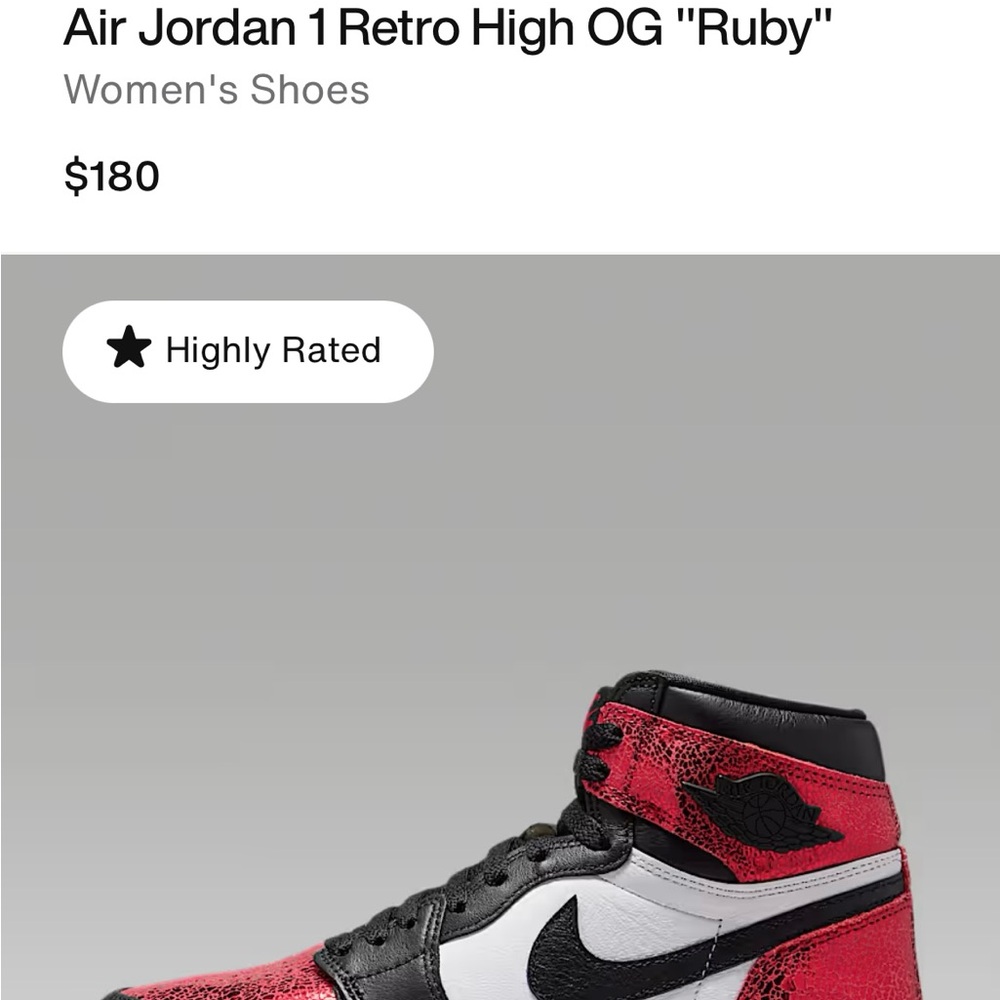 Jordan 1 Retro High OG Ruby Red and Black Sneakers